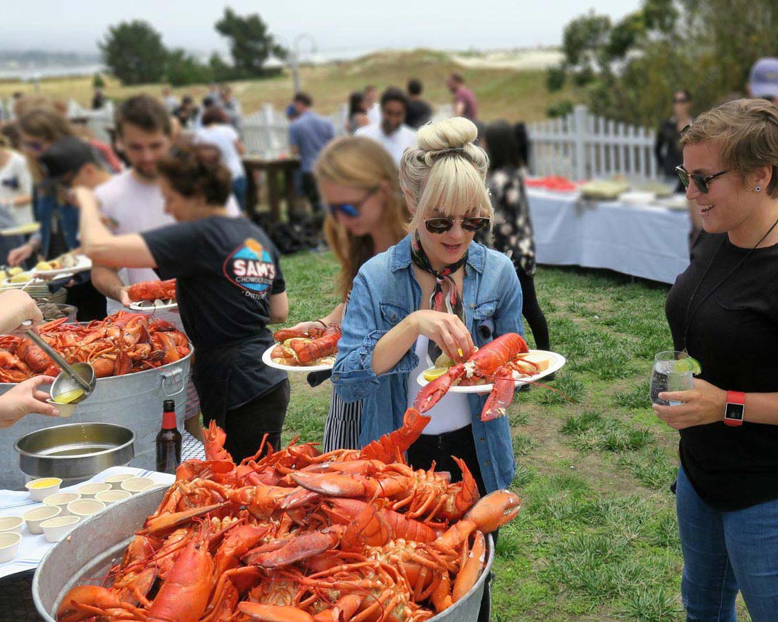 beach front lobster clambake at Sam's Chowder House in Half Moon Bay
